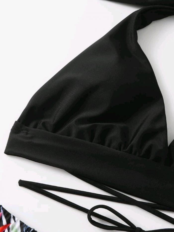 Tropical Halter Shorts Bikini Swimsuit - Image 3