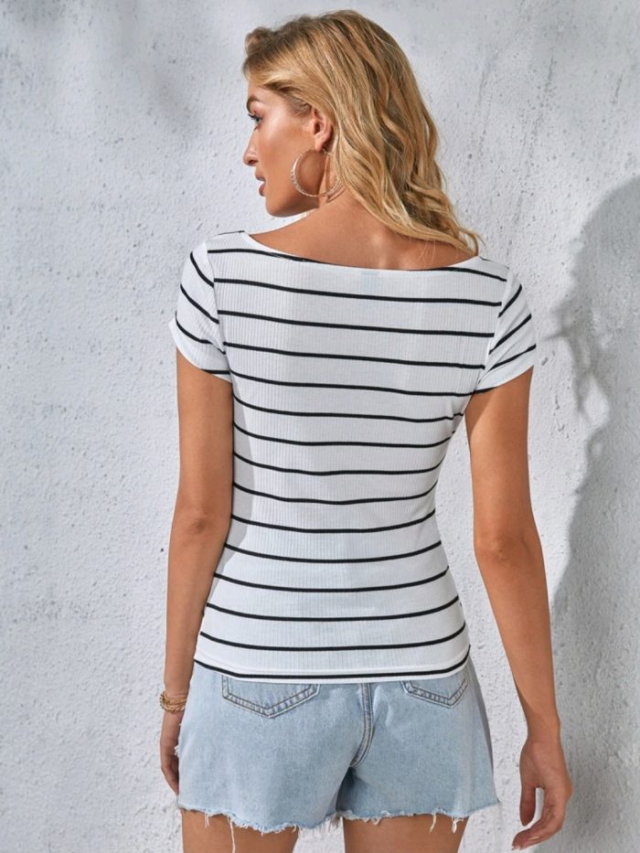 SHEIN Scoop Neck Striped Tee - Image 5