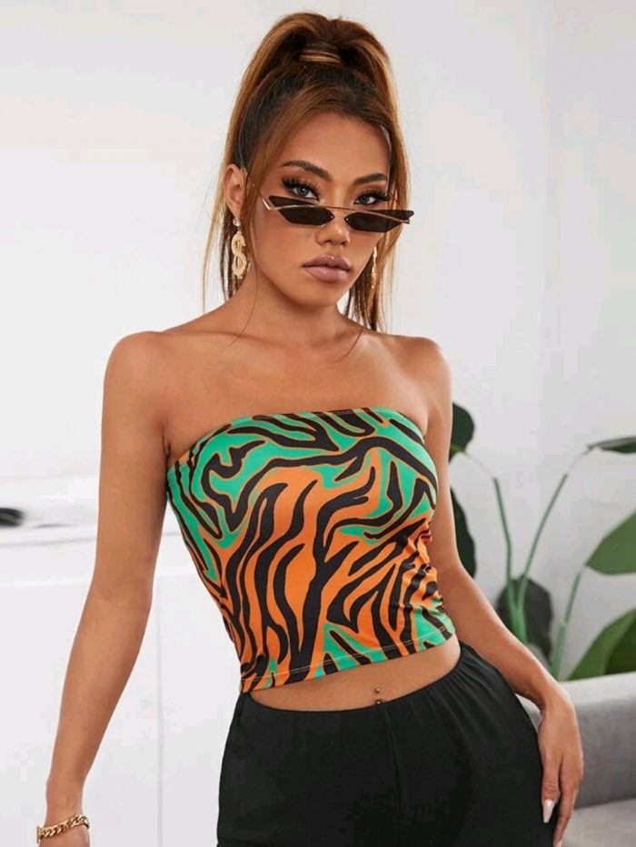 SHEIN Graphic Print Tube Top