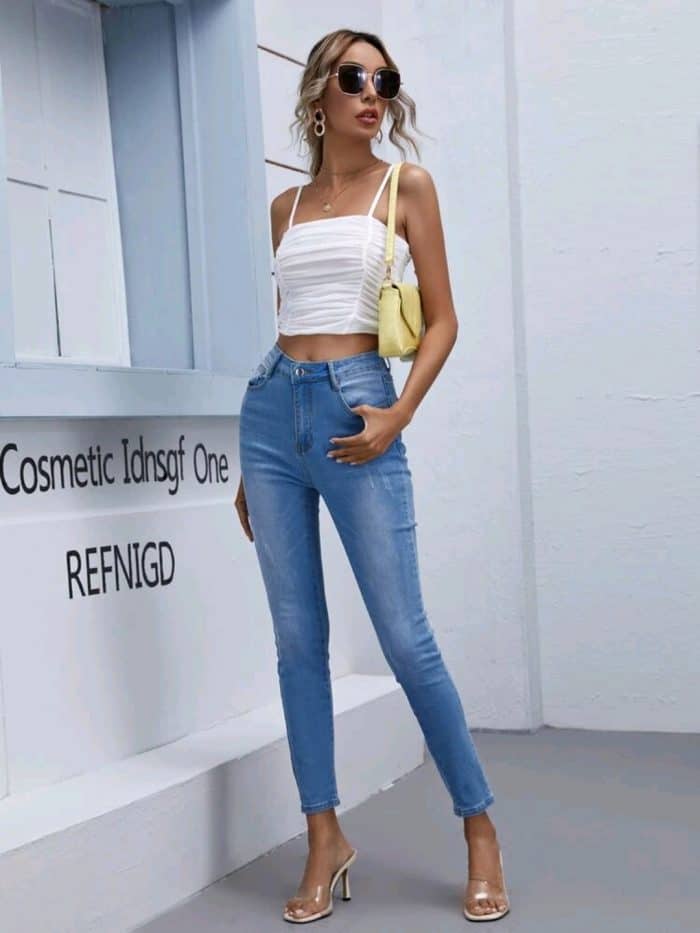 SHEIN Ruched Detail Solid Mesh Cami Top - Image 4