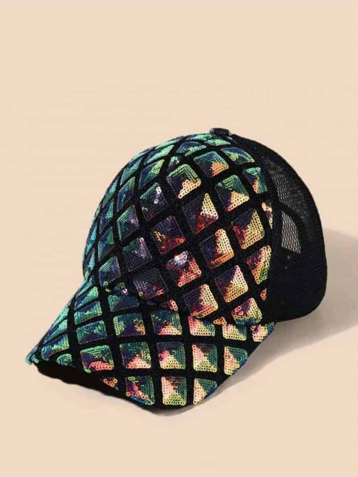 Geometric Sequin Decor Baseball Cap - Image 3