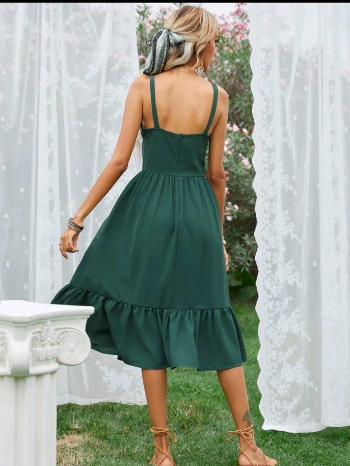 Solid Ruffle Hem Cami Dress - Image 6