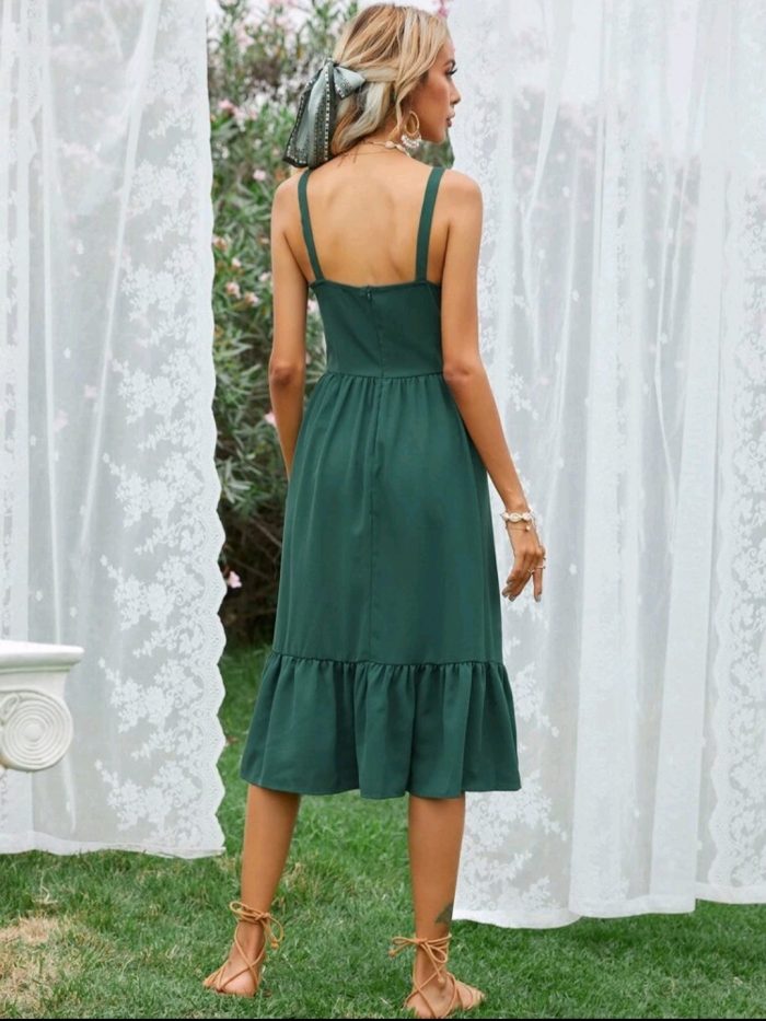 Solid Ruffle Hem Cami Dress - Image 4