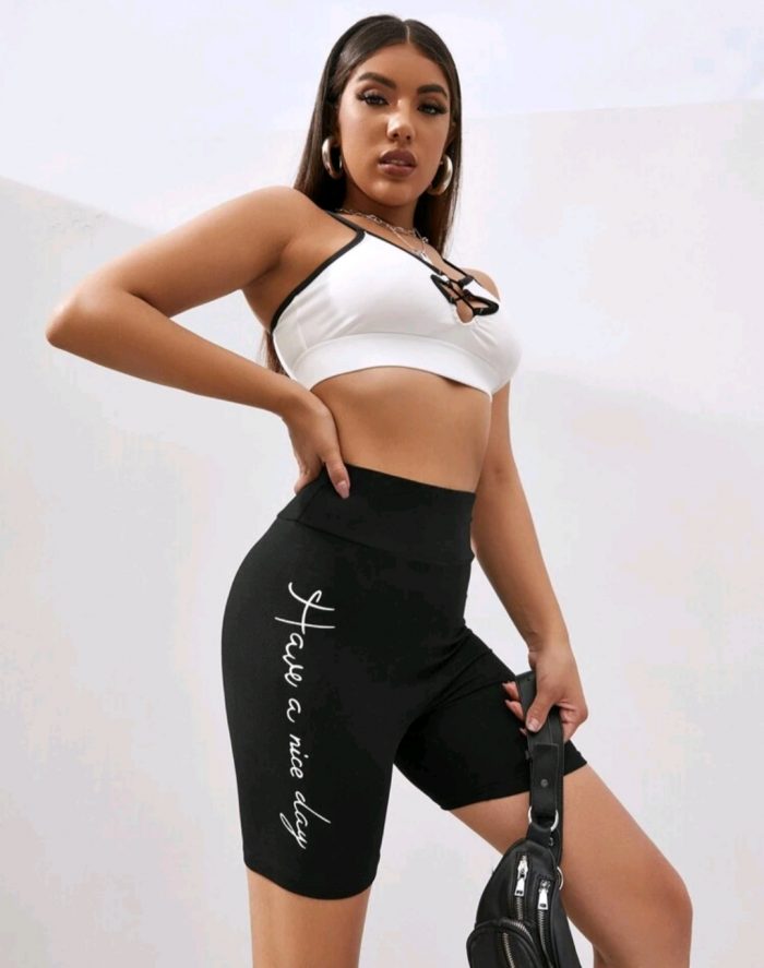 Slogan Graphic Biker Shorts - Image 3