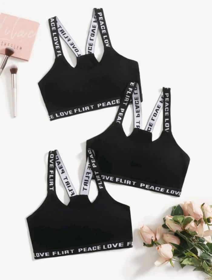 3pack Letter Tape Bra Set