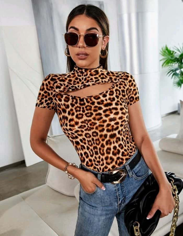 Leopard Cut Out Tee