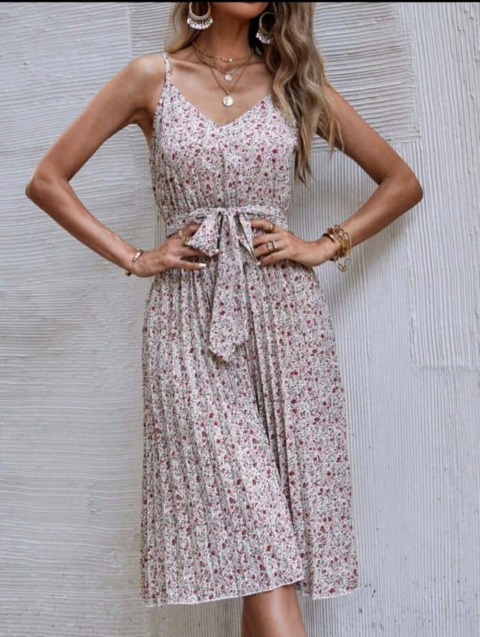 Ditsy Floral Self Tie Cami Dress - Image 5