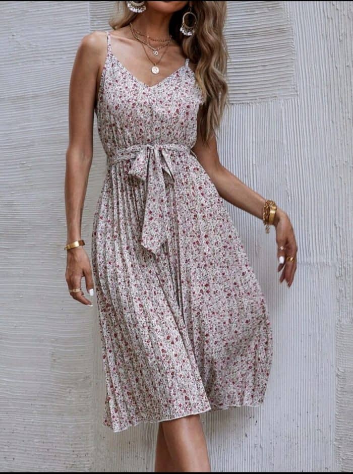 Ditsy Floral Self Tie Cami Dress - Image 4