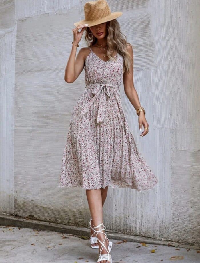 Ditsy Floral Self Tie Cami Dress - Image 3