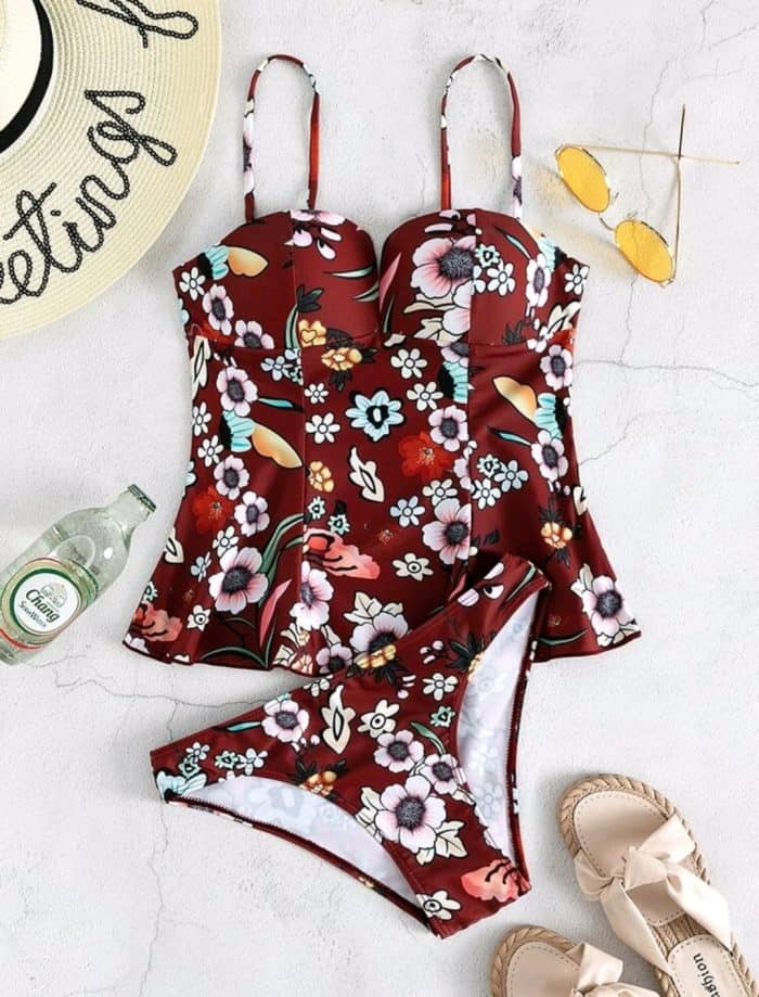 Floral V Wired Push Up Bikini Swimsuit - Image 5