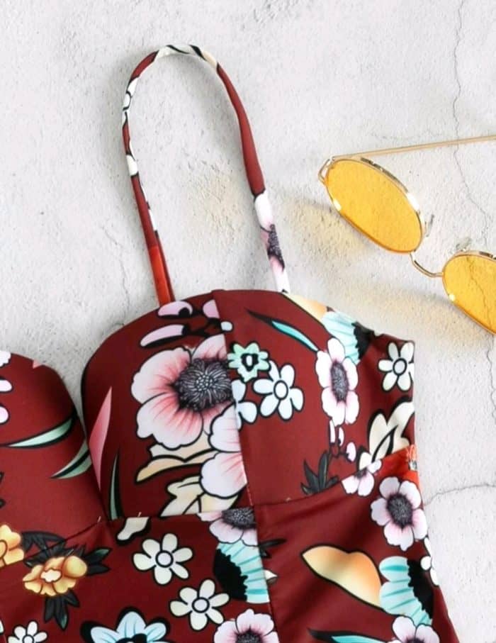 Floral V Wired Push Up Bikini Swimsuit - Image 4