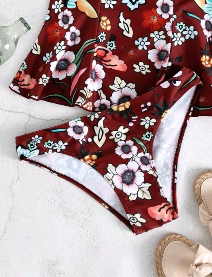 Floral V Wired Push Up Bikini Swimsuit - Image 2