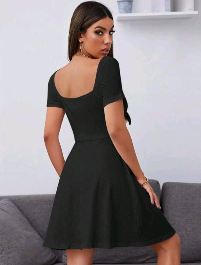 SHEIN Tie Front Rib Knit Dress - Image 5