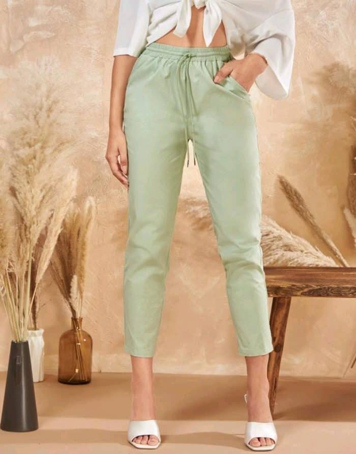 SHEIN Drawstring Waist Solid Pants