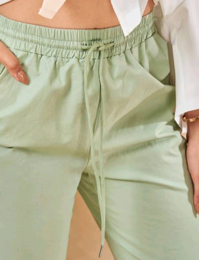 SHEIN Drawstring Waist Solid Pants - Image 4
