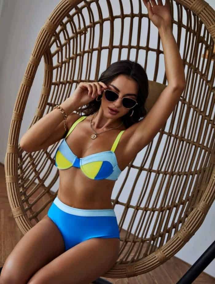 Color Block Underwire Bikini Swimsuit - Image 3