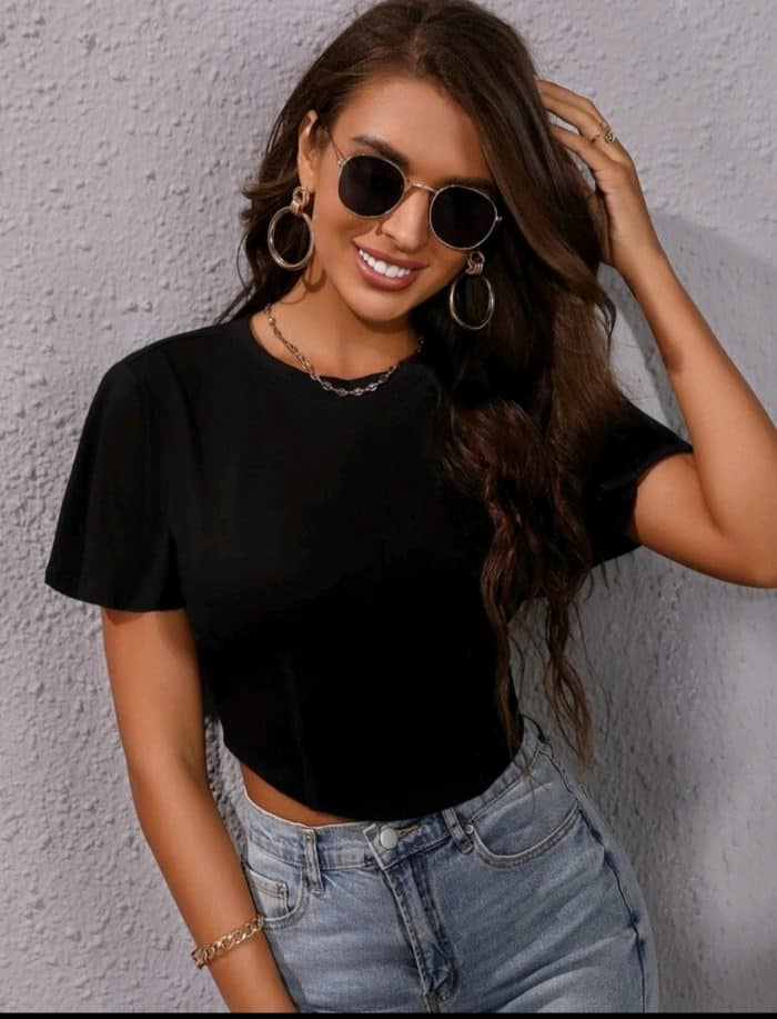 SHEIN Flounce Sleeve Crop Tee - Image 4