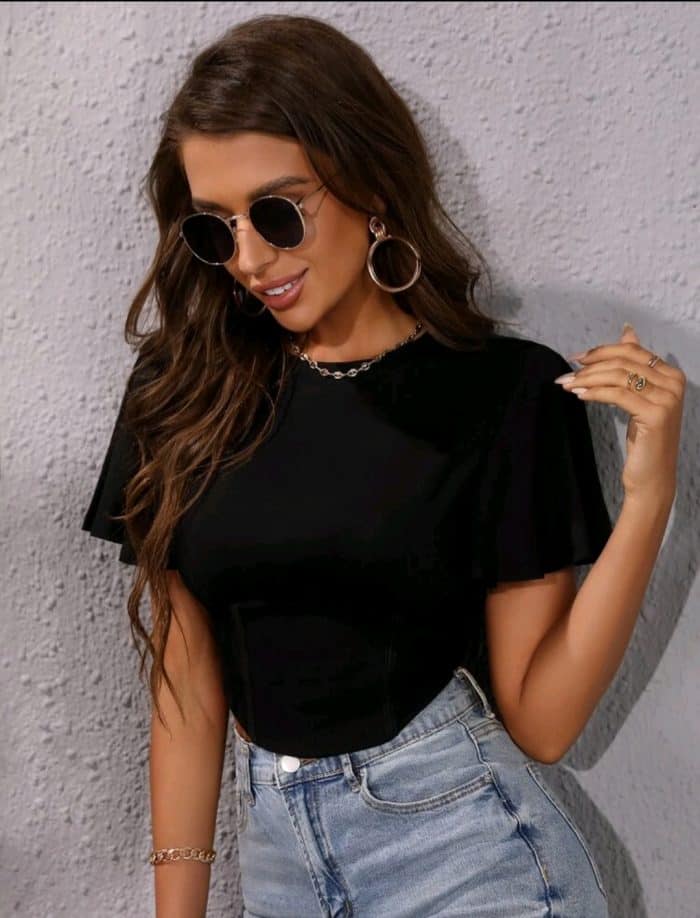 SHEIN Flounce Sleeve Crop Tee - Image 3