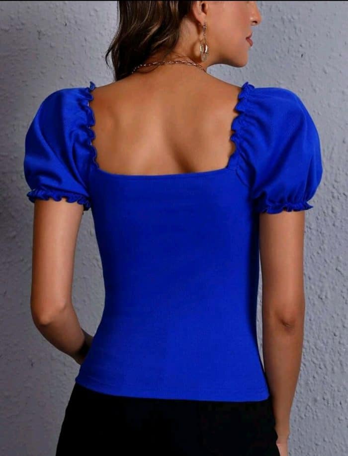 SHEIN Frill Trim Puff Sleeve Tee - Image 5