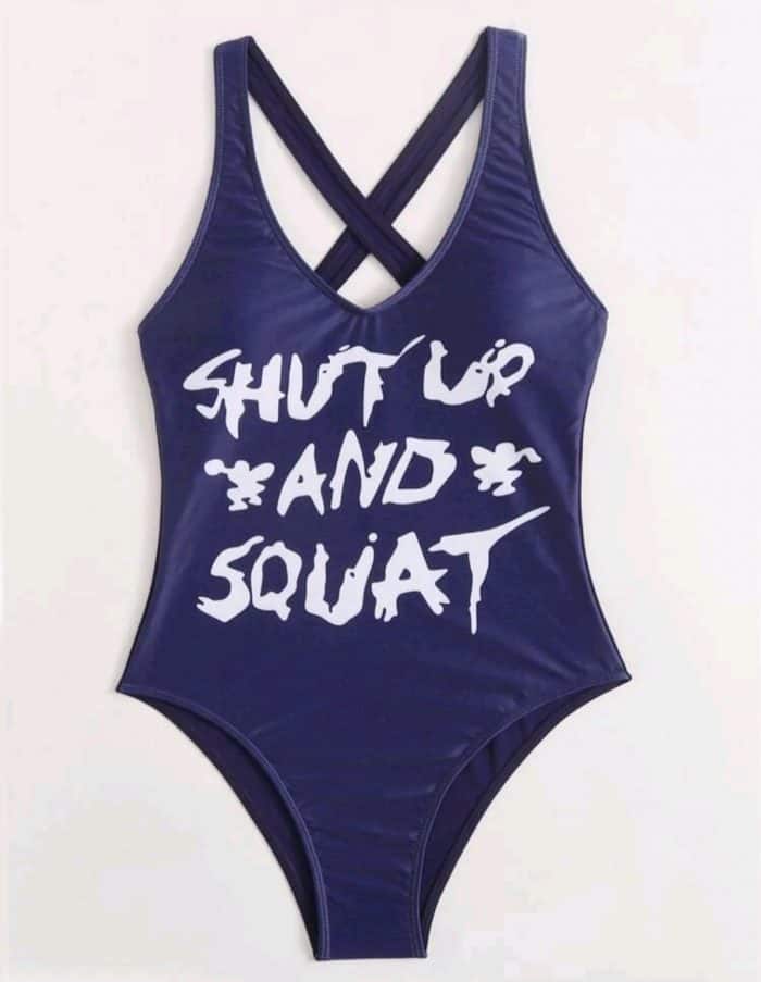 Slogan Graphic One Piece Swimsuit