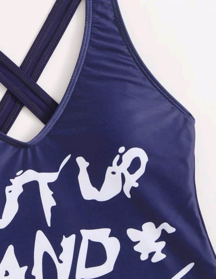 Slogan Graphic One Piece Swimsuit - Image 4