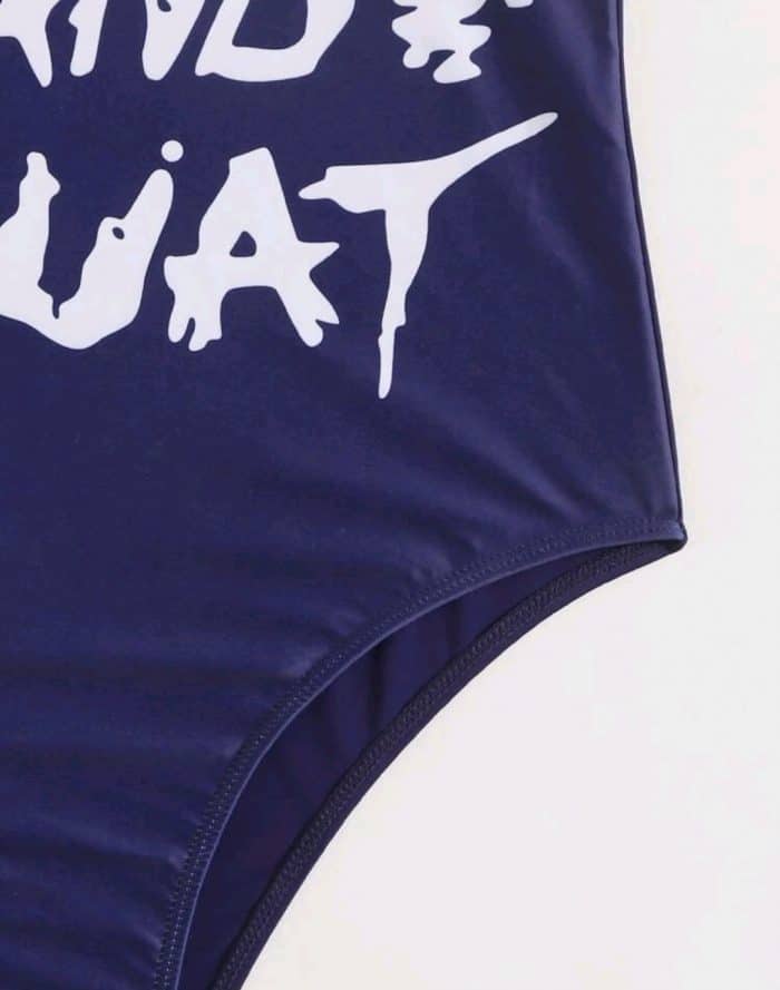 Slogan Graphic One Piece Swimsuit - Image 3