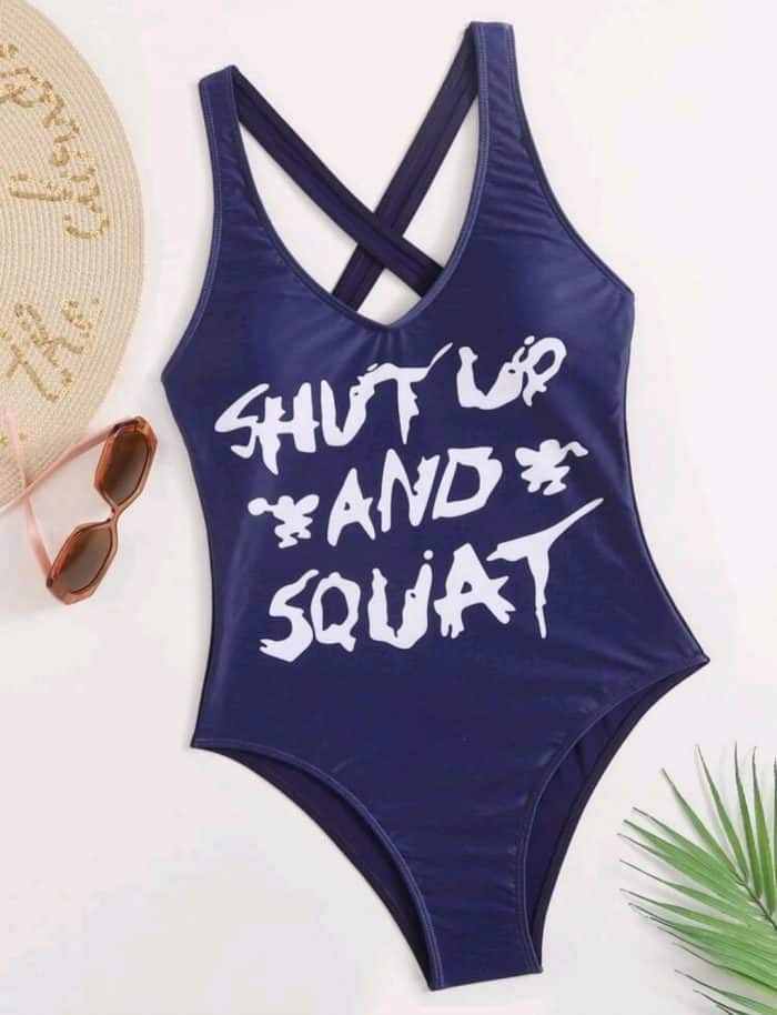 Slogan Graphic One Piece Swimsuit - Image 2