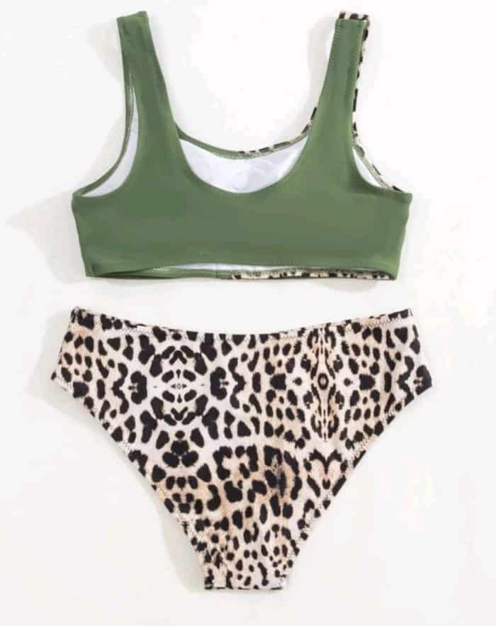 Leopard Print Buckle Decor Bikini Swimsuit - Image 2