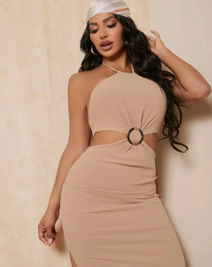 SHEIN O-ring Cutout Waist Split Thigh Bodycon Dress - Image 3