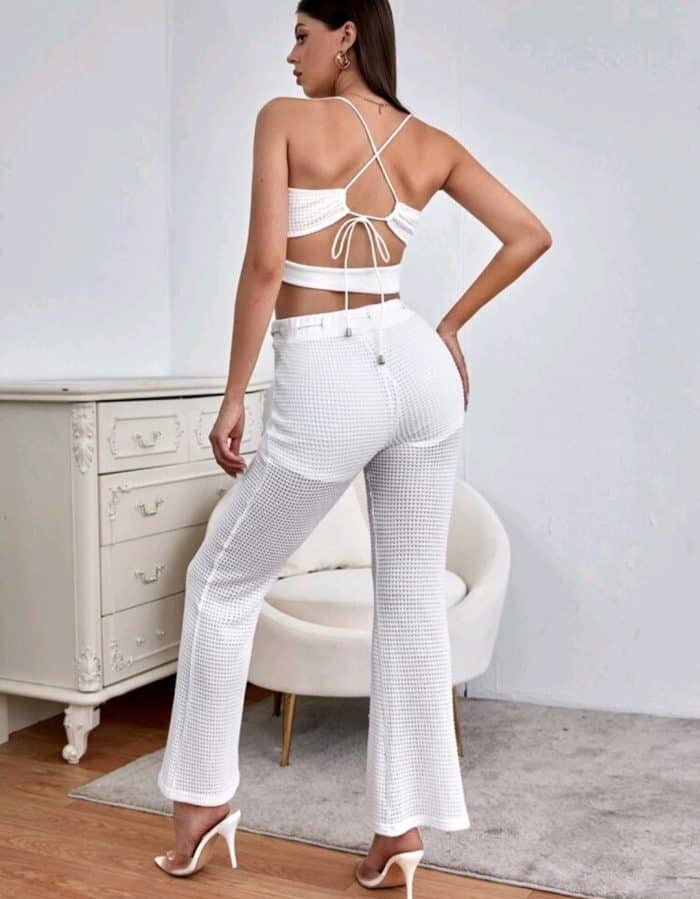 Solid Crop Cami Top & Drawstring Waist Pants - Image 5