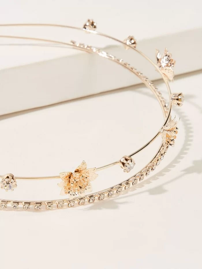 Flower & Rhinestone Decor Headband - Image 3
