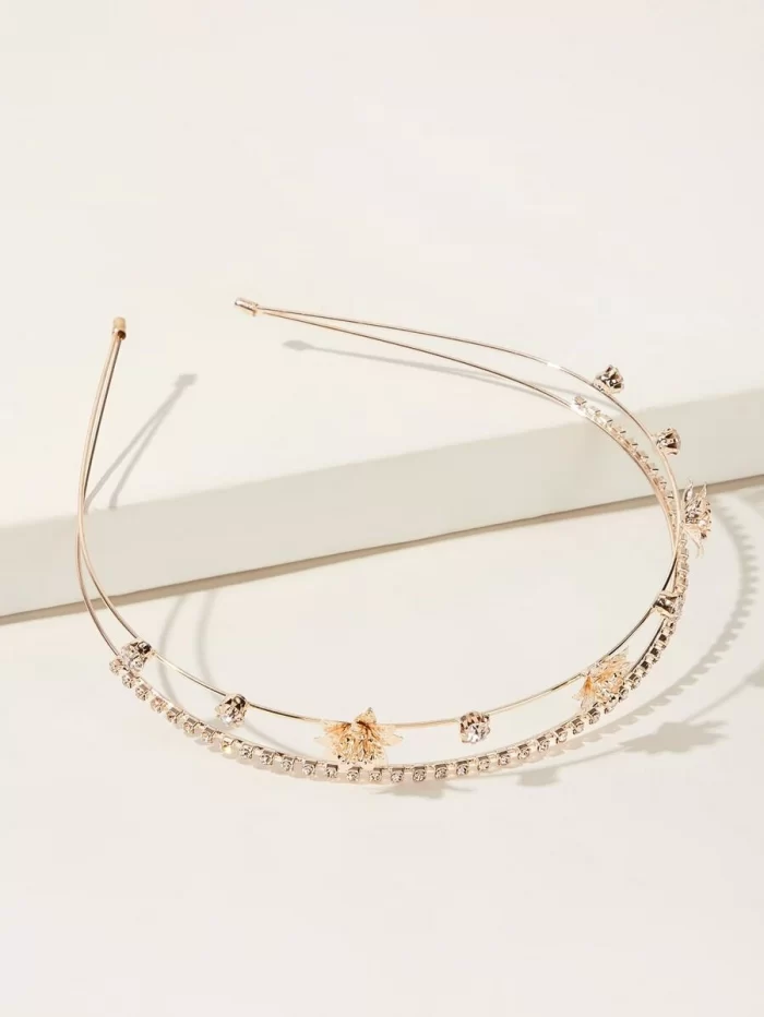 Flower & Rhinestone Decor Headband - Image 2