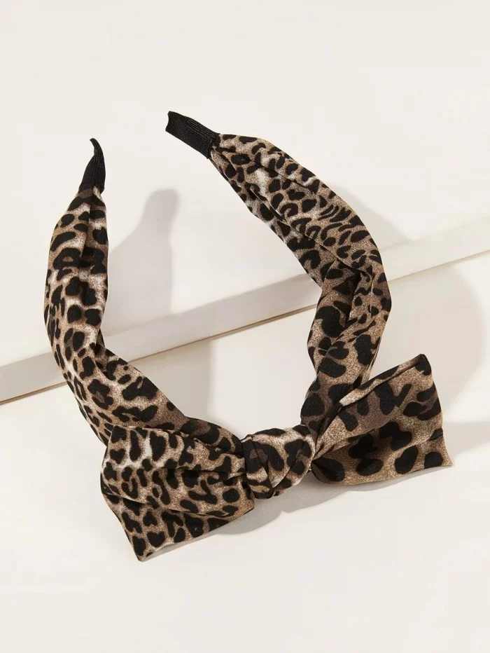 Leopard Graphic Bow Knot Decor Headband - Image 3