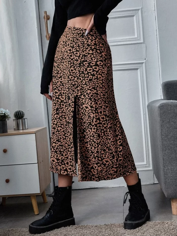 All Over Print Split Thigh Skirt - Image 5