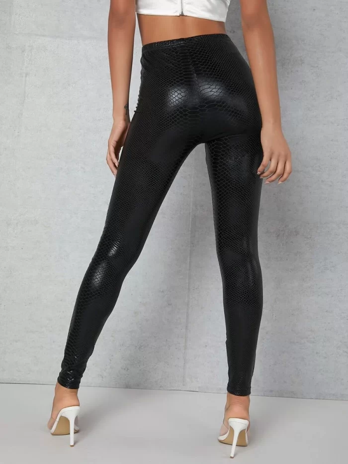 SHEIN Snakeskin Print PU Leather Leggings - Image 3