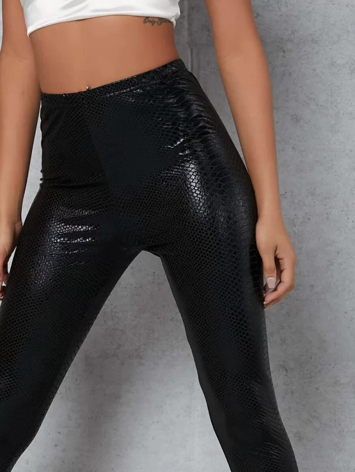 SHEIN Snakeskin Print PU Leather Leggings - Image 5