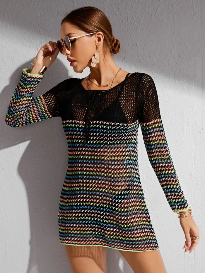 Knitted Hollow Out Cover Up - Image 3