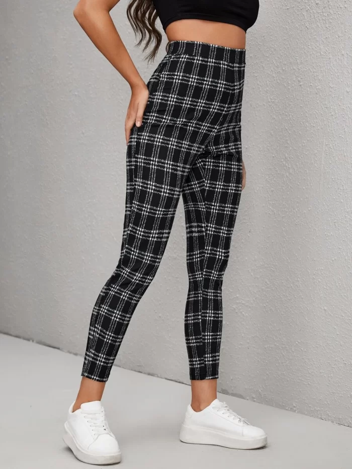 SHEIN Plaid High Waist Skinny Pants - Image 3