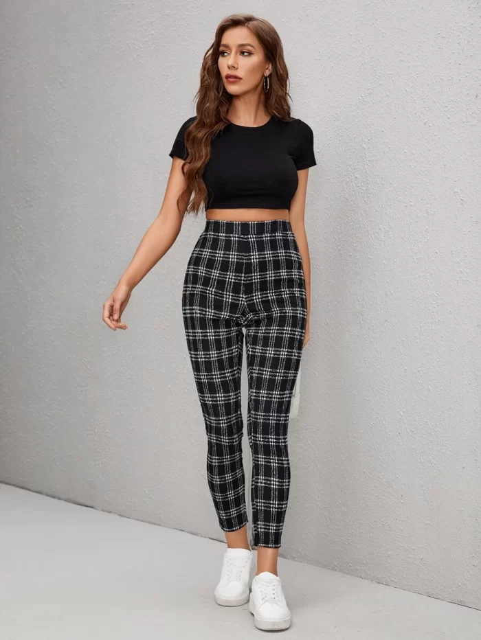 SHEIN Plaid High Waist Skinny Pants - Image 5
