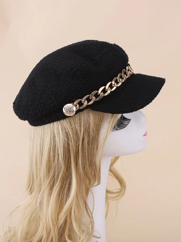 Chain Decor Baker Boy Cap