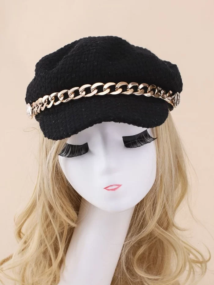 Chain Decor Baker Boy Cap - Image 3