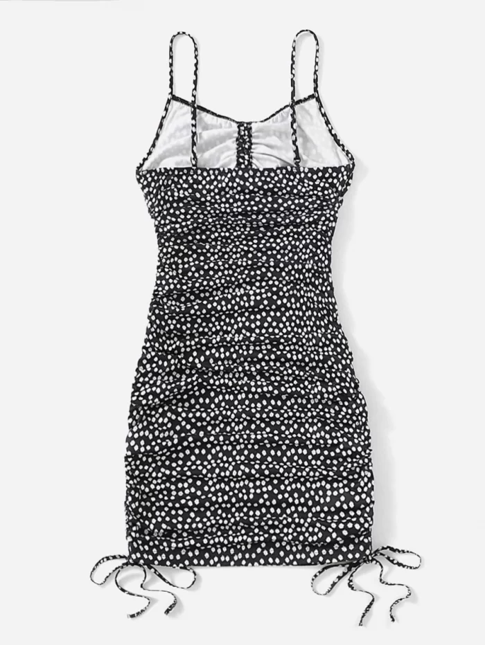 SHEIN Ditsy Floral Cut Out Front Drawstring Bodycon Dress - Image 2