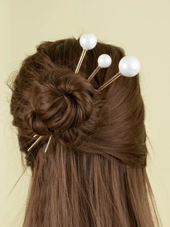 3pcs Faux Pearl Decor Hair Pin