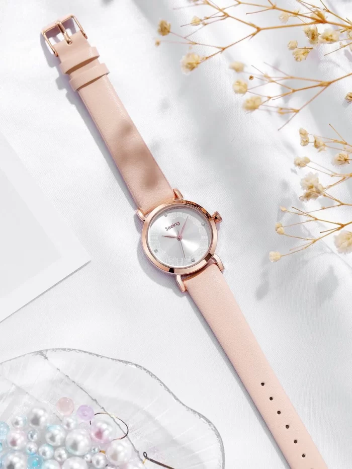1pc Minimalist Round Pointer Quartz Watch & 1pc Bracelet - Image 4