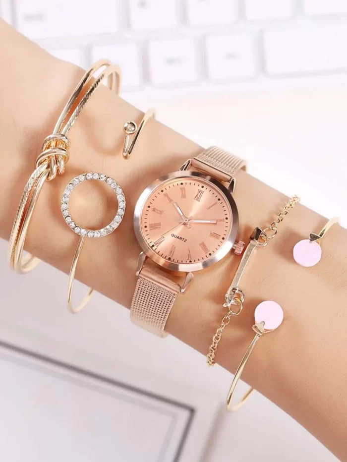 1pc Pointer Watch With 4pcs Rhinestone Bracelet