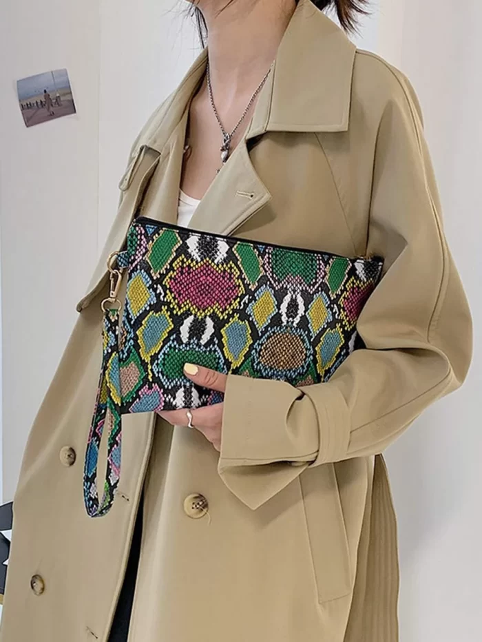 Snakeskin Pattern Clutch Bag