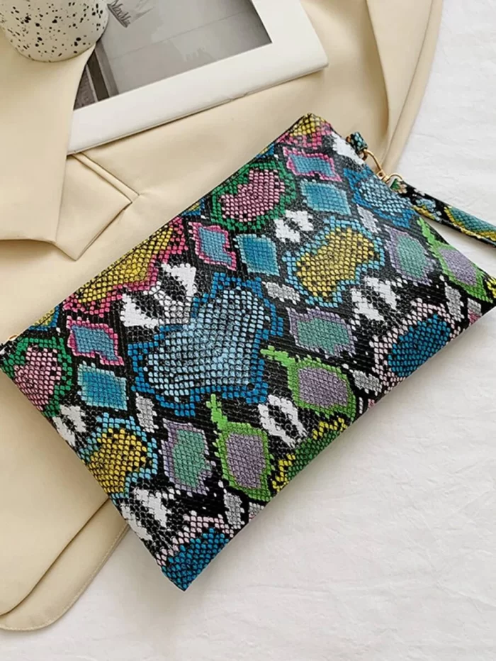 Snakeskin Pattern Clutch Bag - Image 4