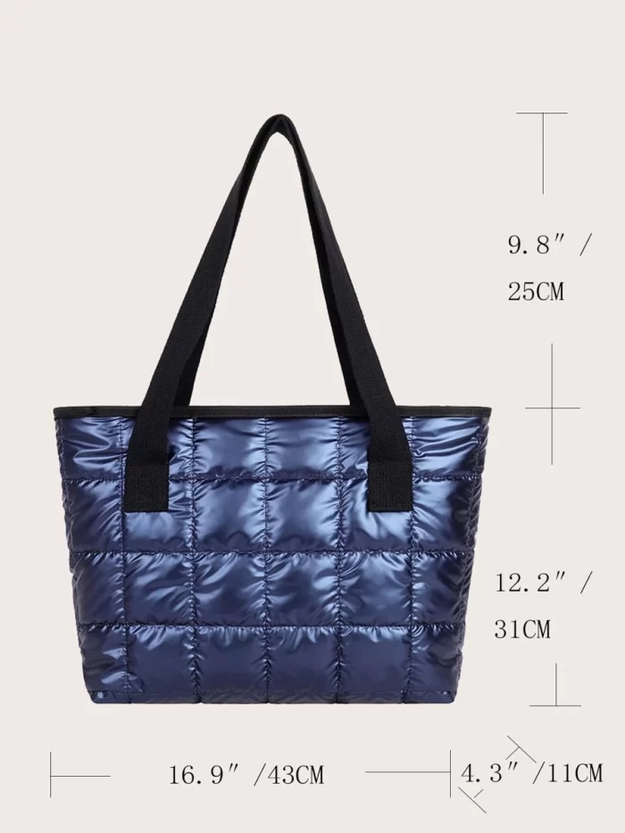 Large Capacity Quilted Shoulder Tote Bag - Image 5