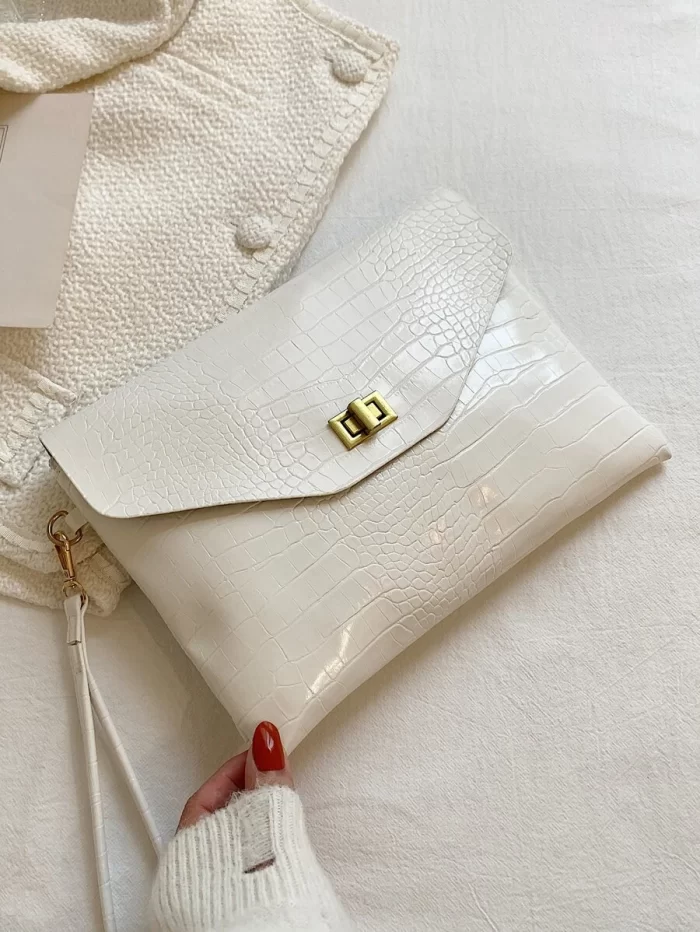 Snakeskin Pattern Flap Clutch Bag - Image 3