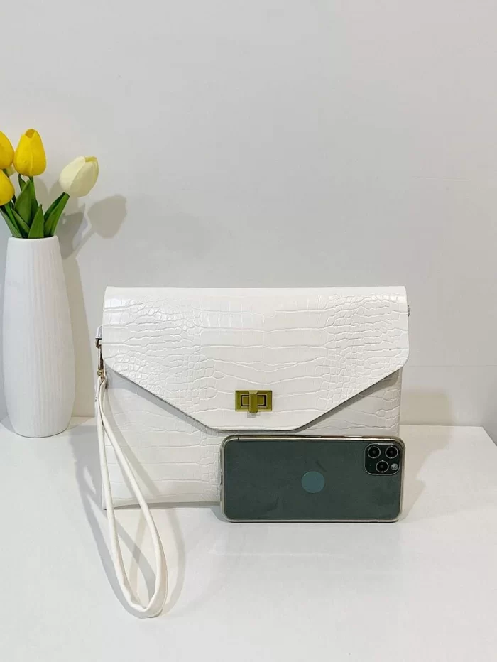 Snakeskin Pattern Flap Clutch Bag - Image 5